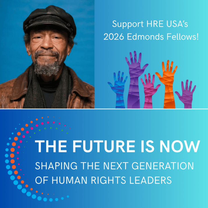 Blue gradient backgrounds with a portrait photo of Kirby Edmonds